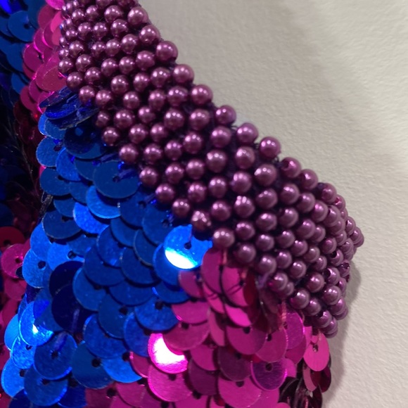 Alyce Designs Vintage Silk Sequinned Beaded Sleeveless Party Evening Dress 10 - Picture 12 of 13